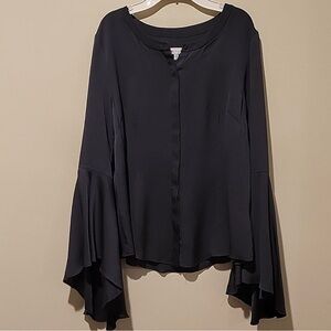 MILLY SILK SATIN BELL
SLEEVE MICHELLE BUTTON
DOWN BLOUSE / TOP, 8